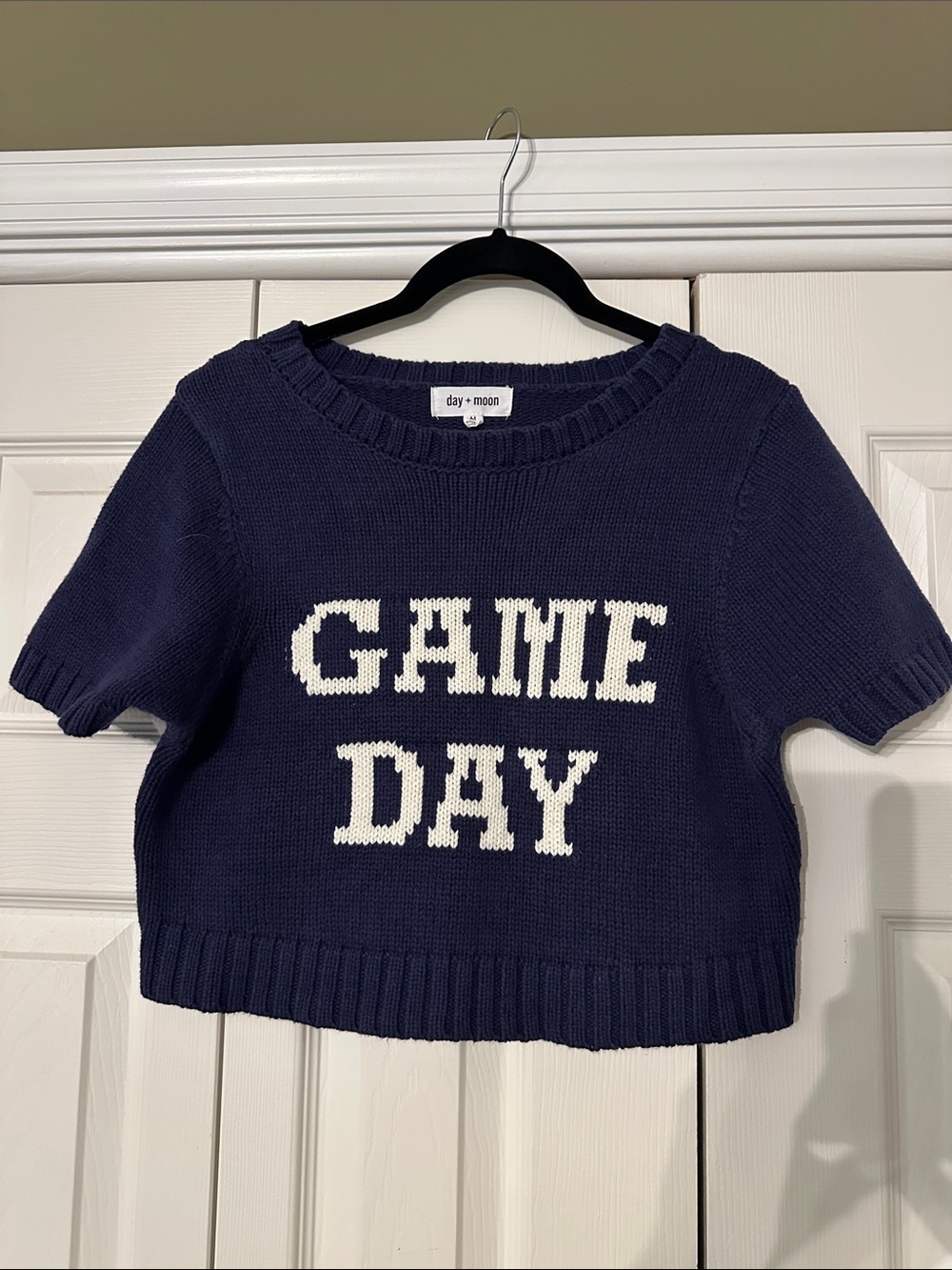 Navy "Game Day" Knit Crop sweater